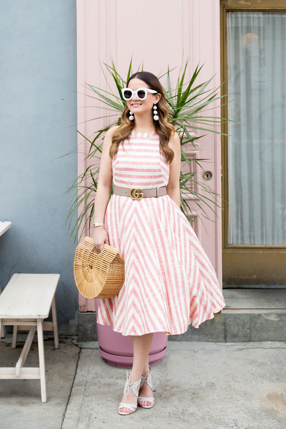 Eliza J Stripe Midi Dress