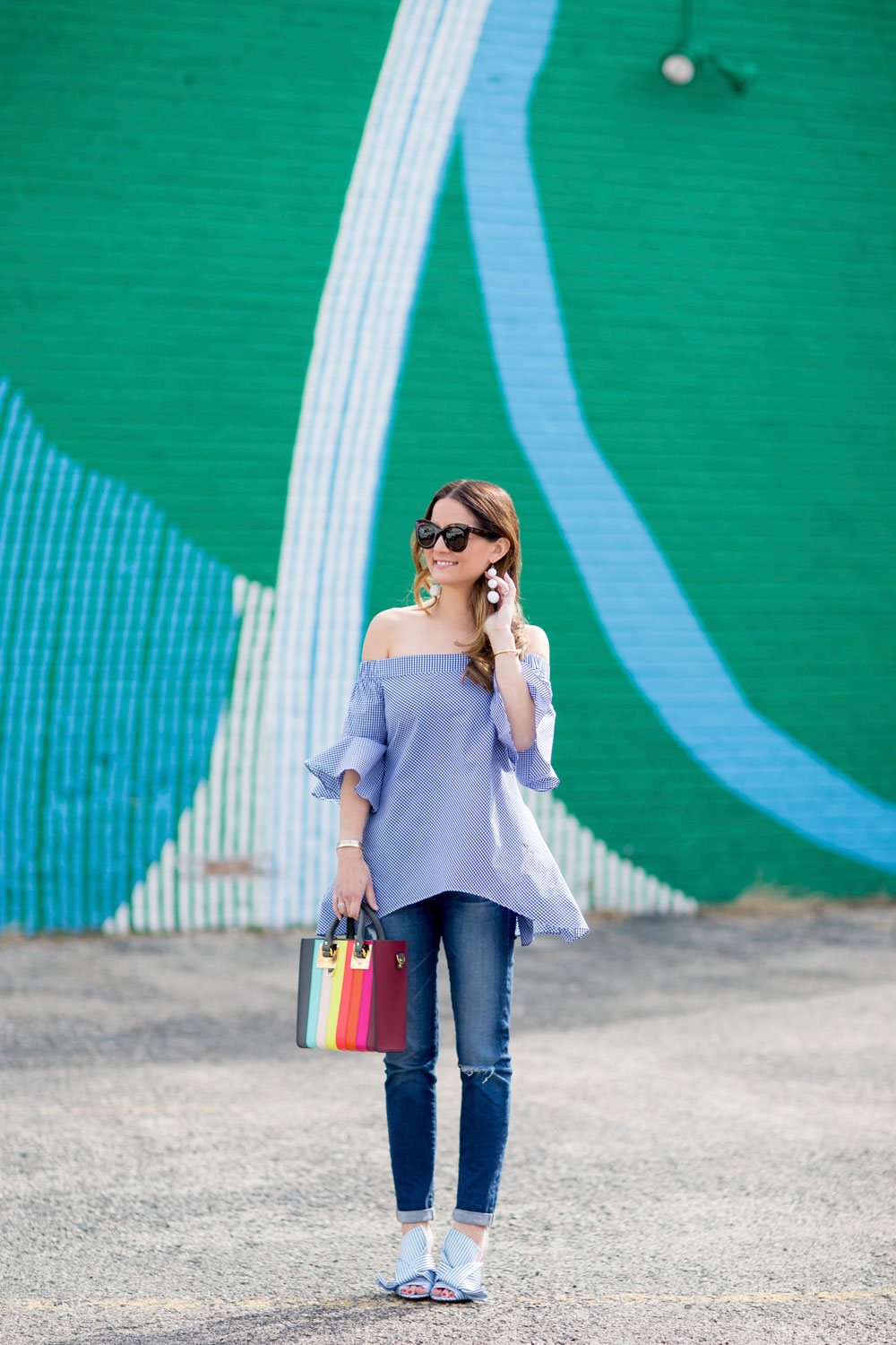 Gingham Off The Shoulder Top