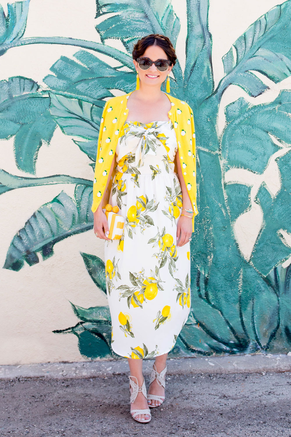 Lemon Print Tie Front Dress