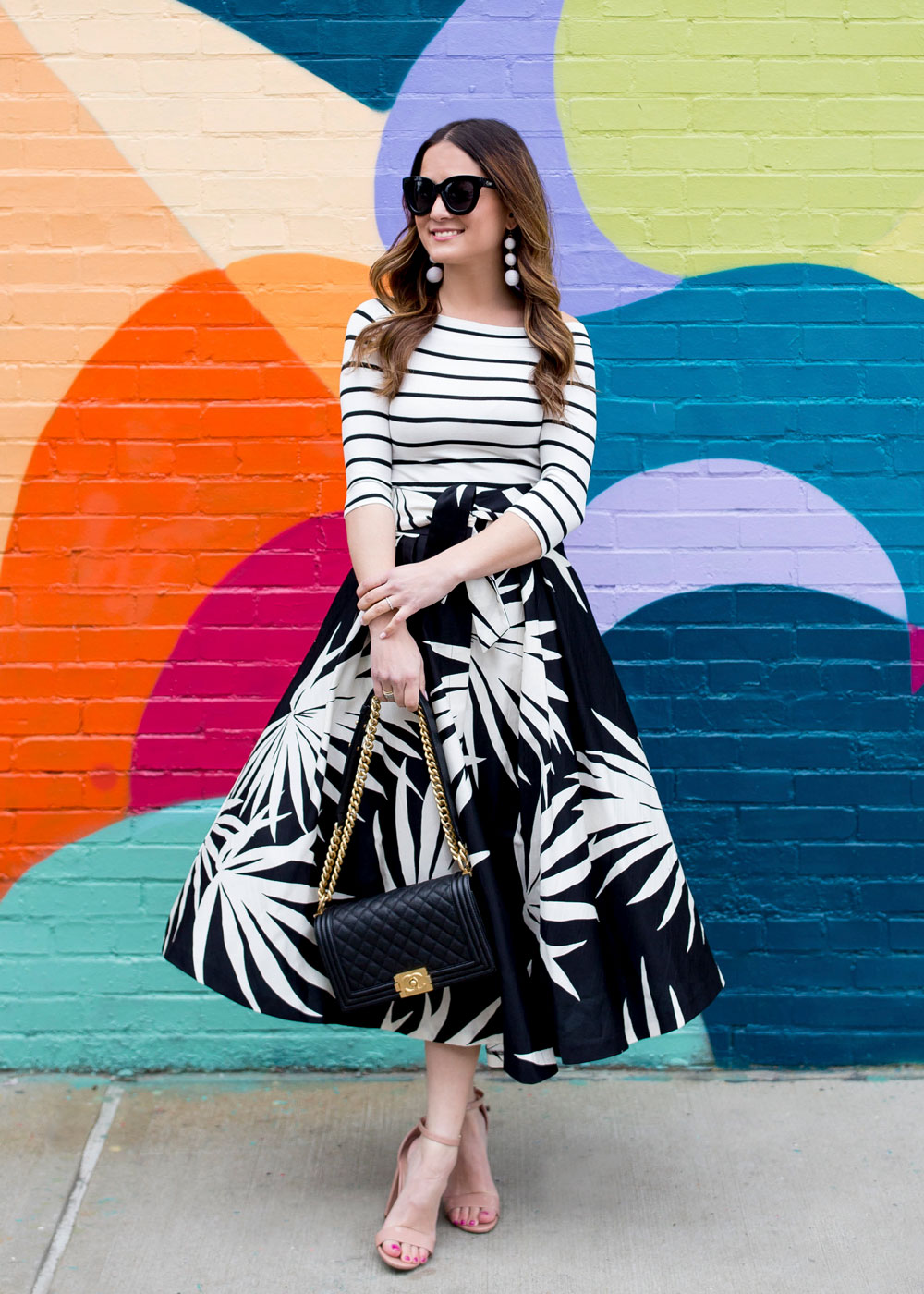 Milly Black White Midi Dress