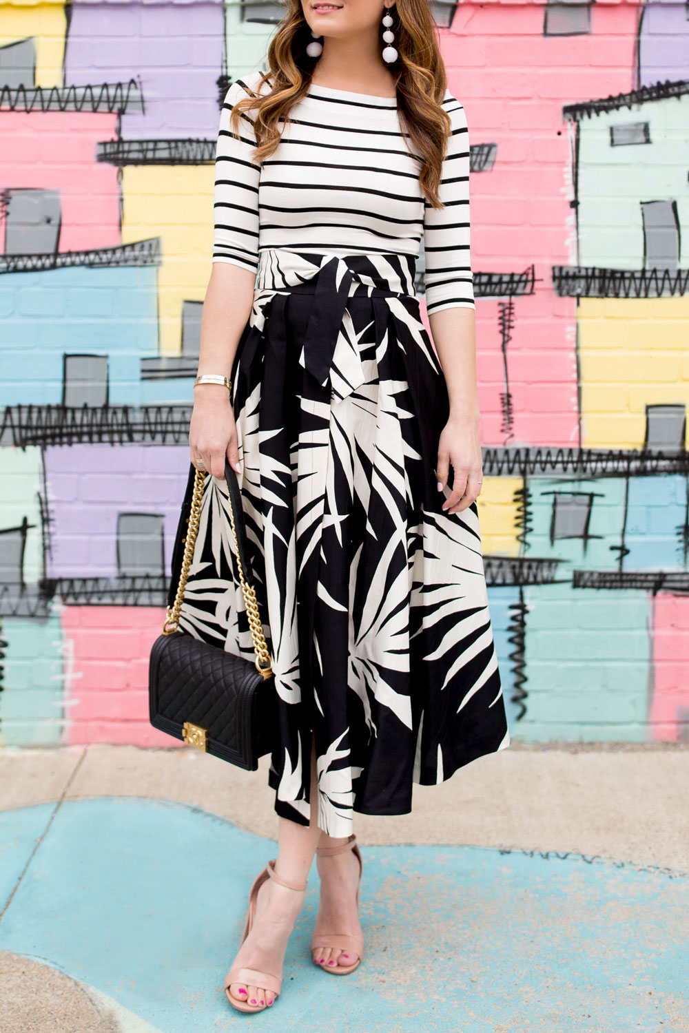 Milly Jackie Palm Print Skirt