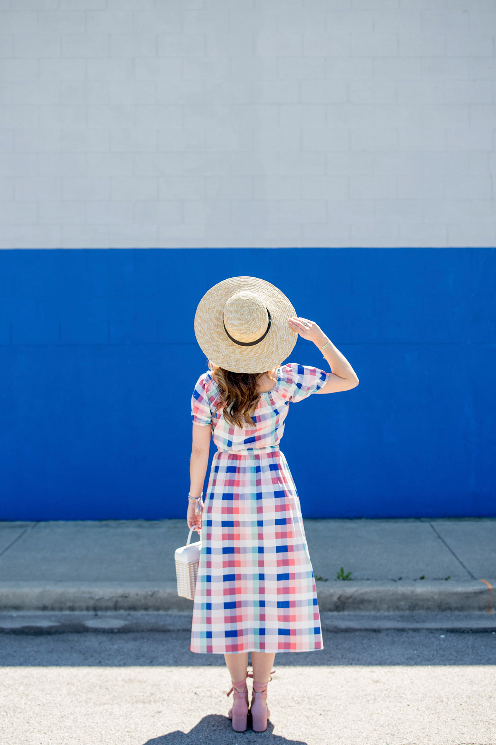 Multicolor Gingham Midi Skirt