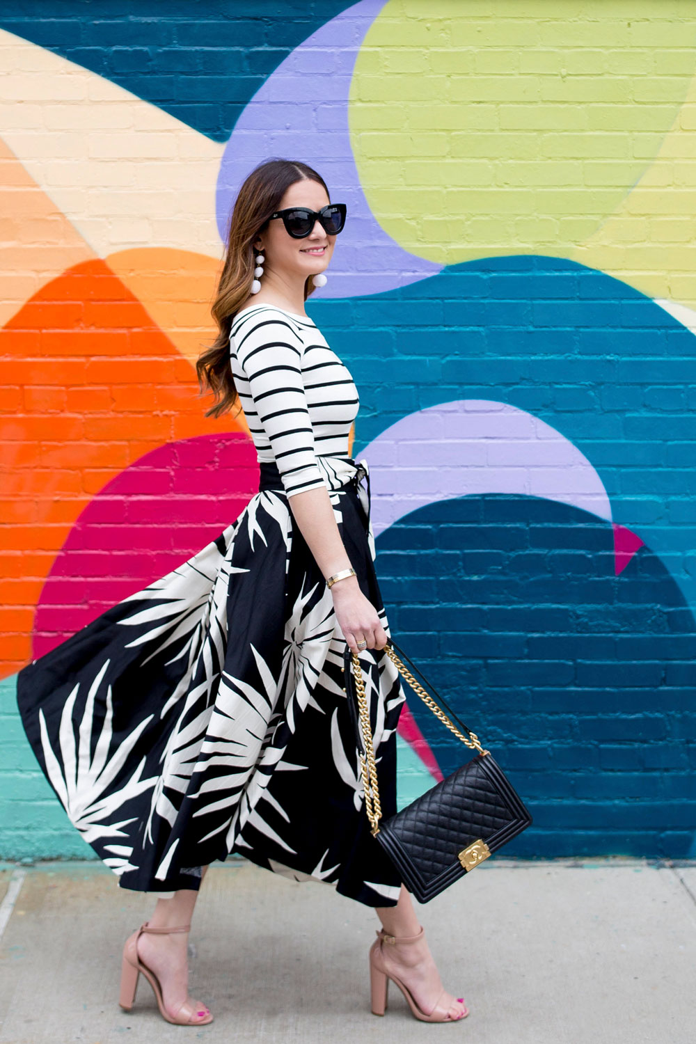 Palm Print Midi Skirt