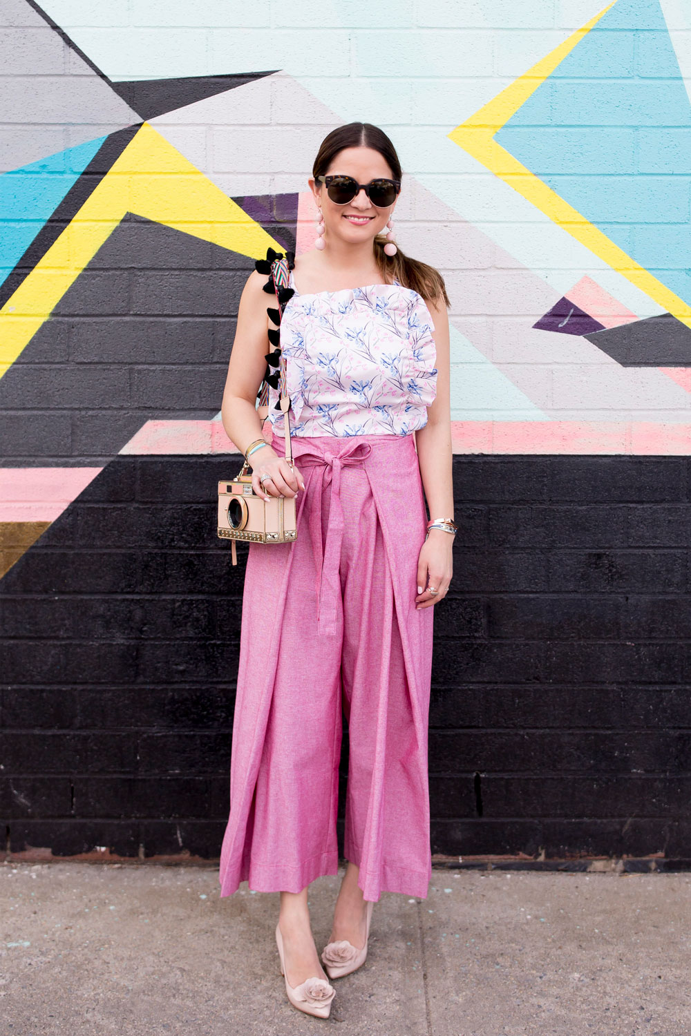 Pink Floral Ruffle Top