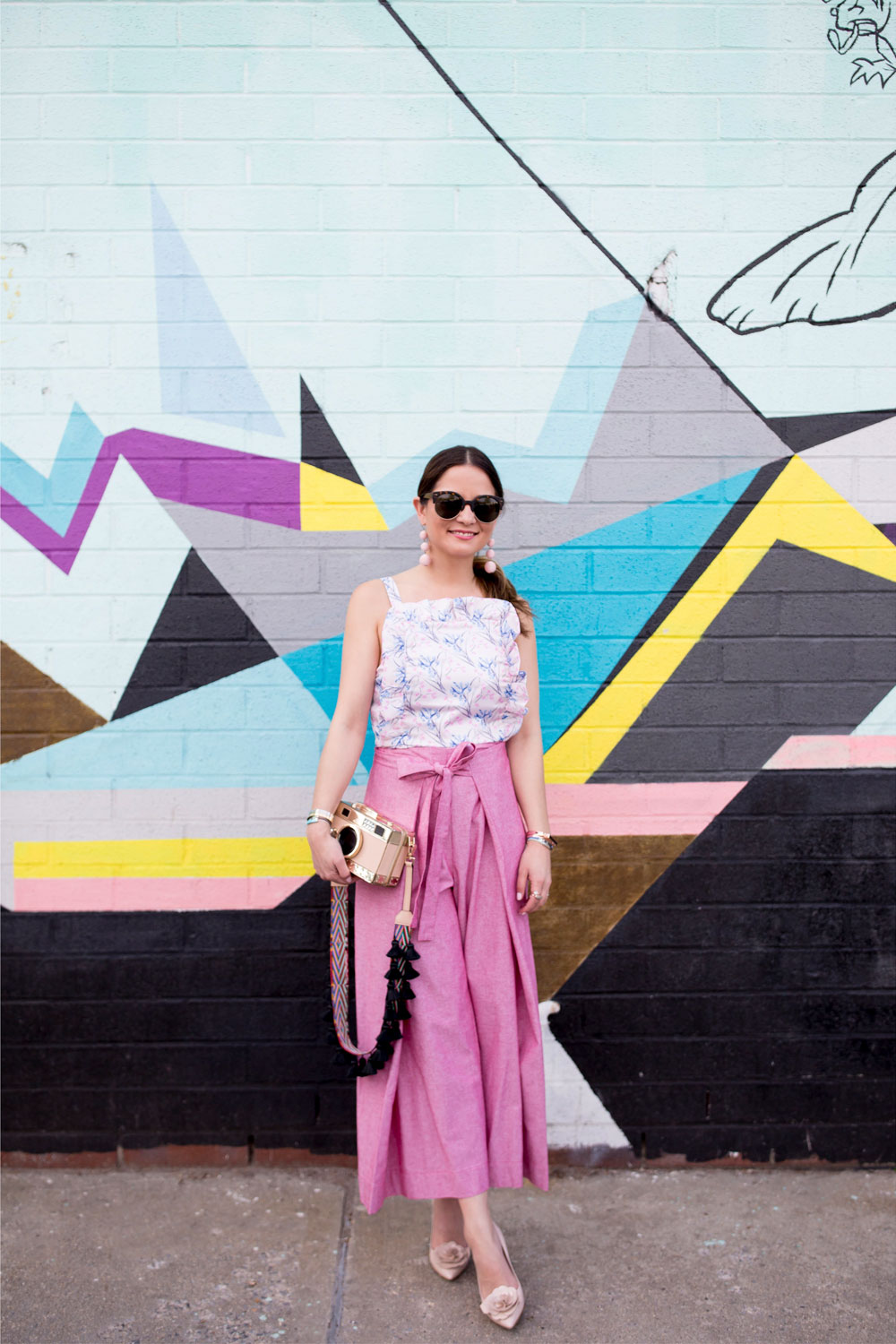 Pink Wide Leg Cropped Pants