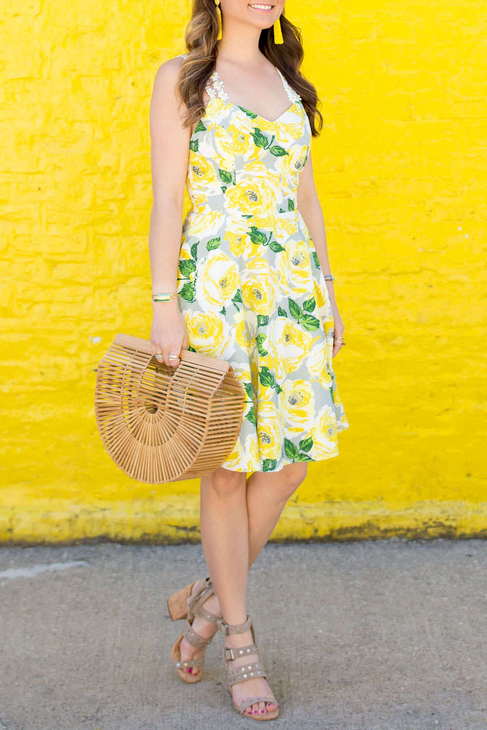 Yellow White Floral Dress