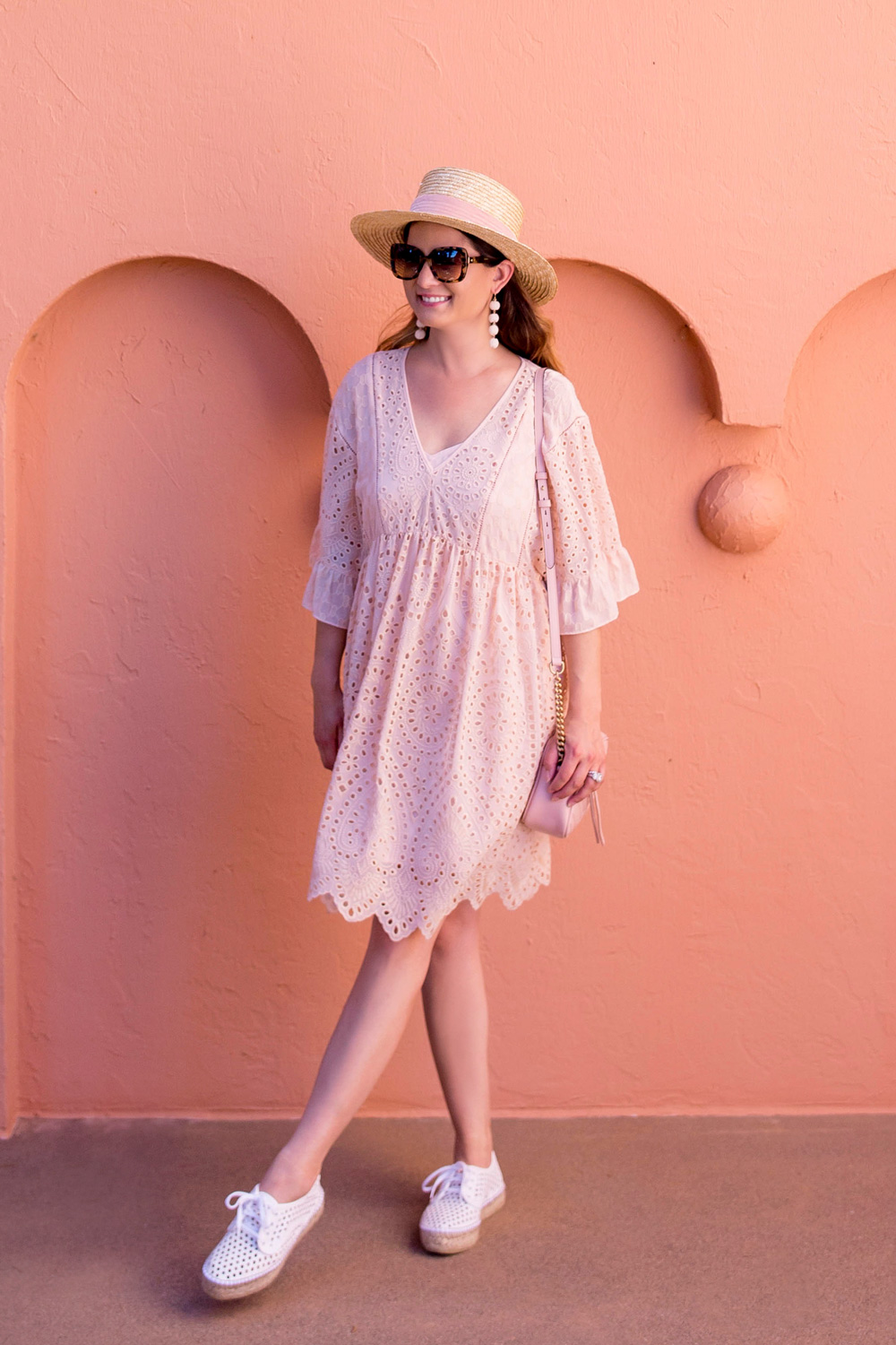 Anthropologie Pink Eyelet Dress