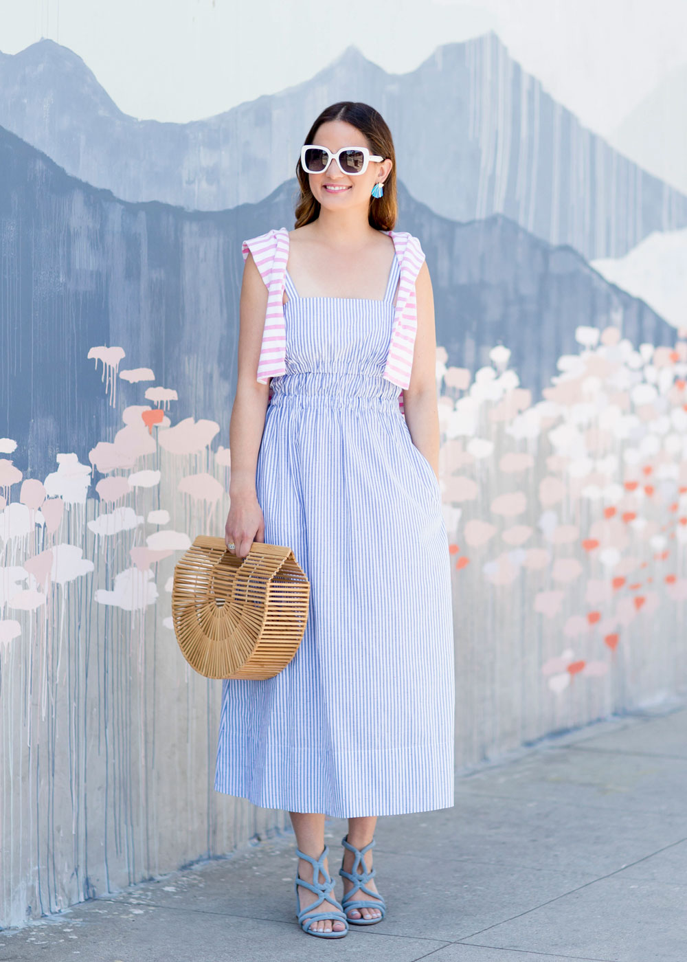 Blue White Stripe Midi Dress