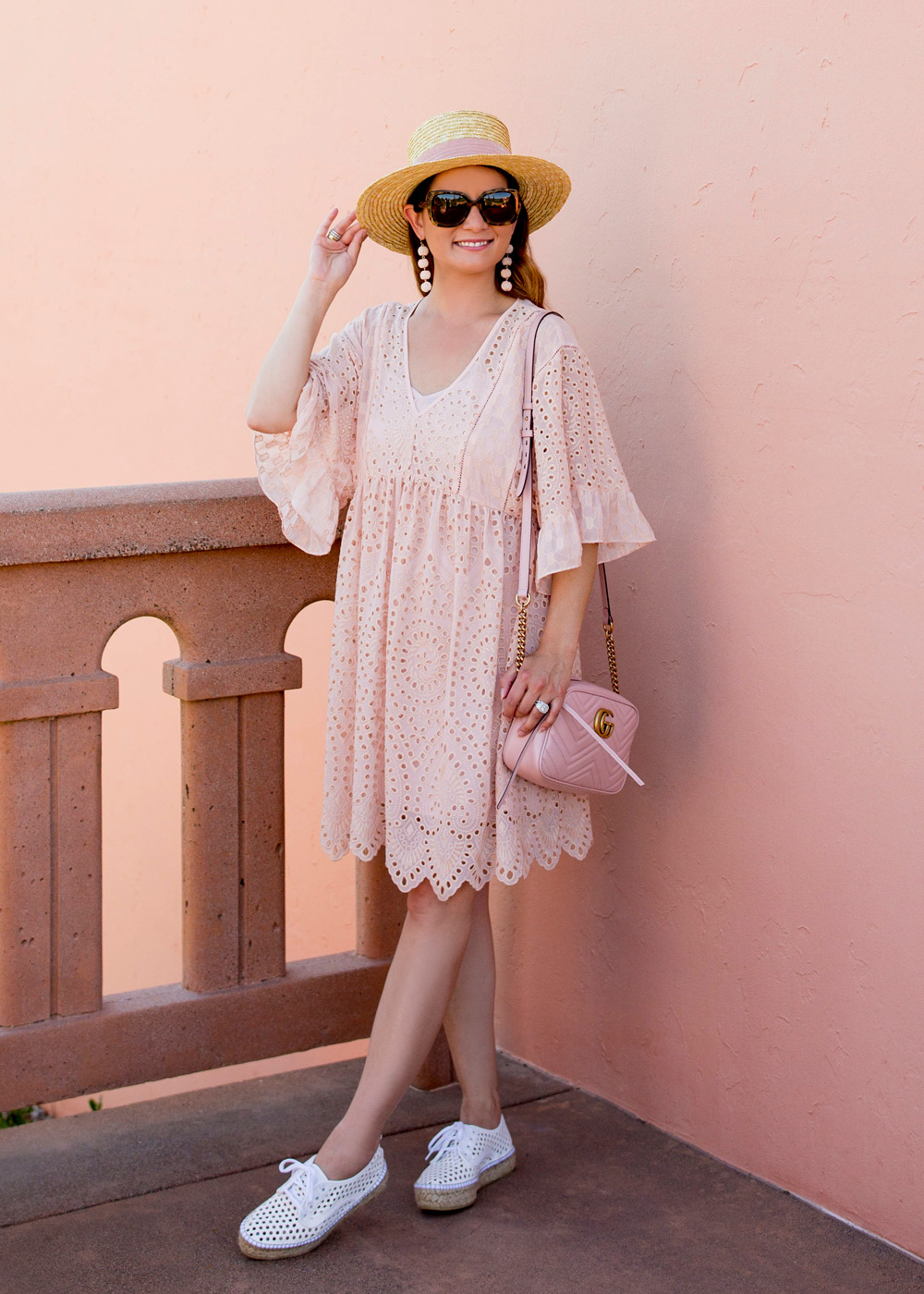 Blush Eyelet Swing Dress