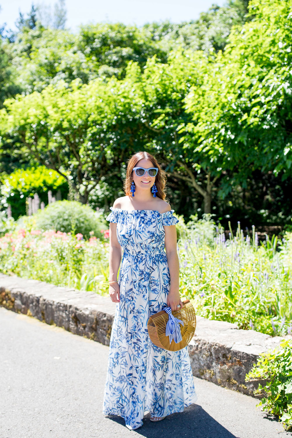 Eliza J Blue Floral Maxi Dress