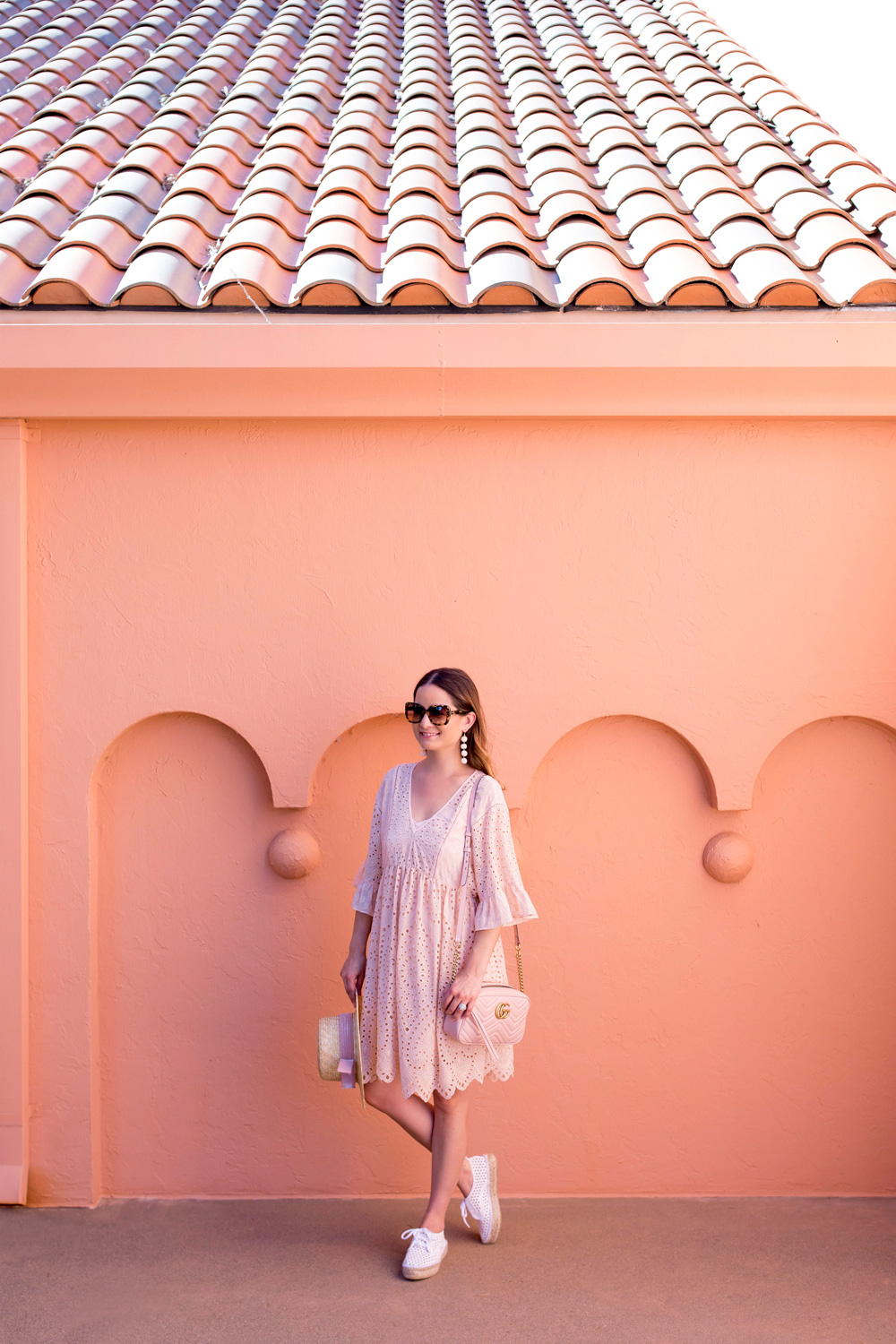 Pink Eyelet Flare Dress