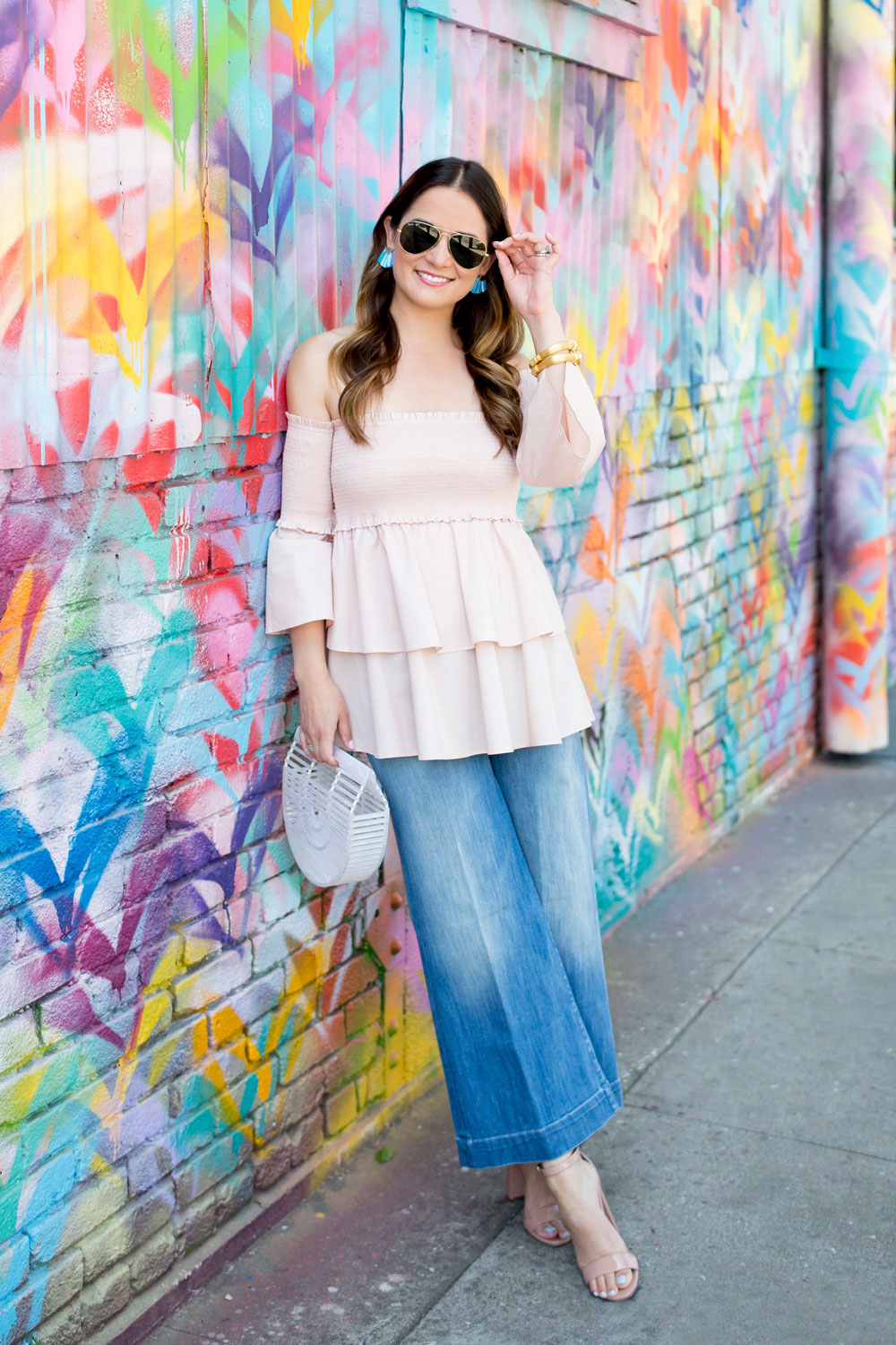 Pink Off Shoulder Smocked Top