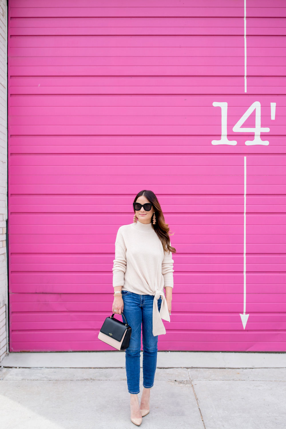 Pink Tie Front Sweater