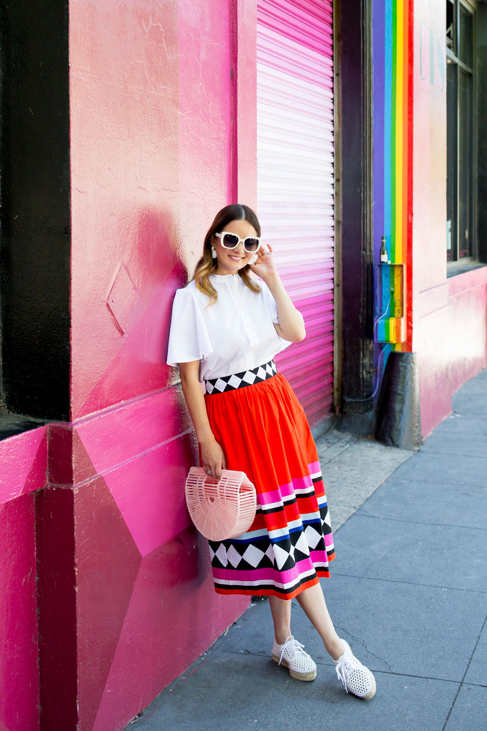 kate spade new york BEACH PARTY STRIPE TIERED MIDI SKIRT - A-line skirt -  cream/french navy/off-white - Zalando