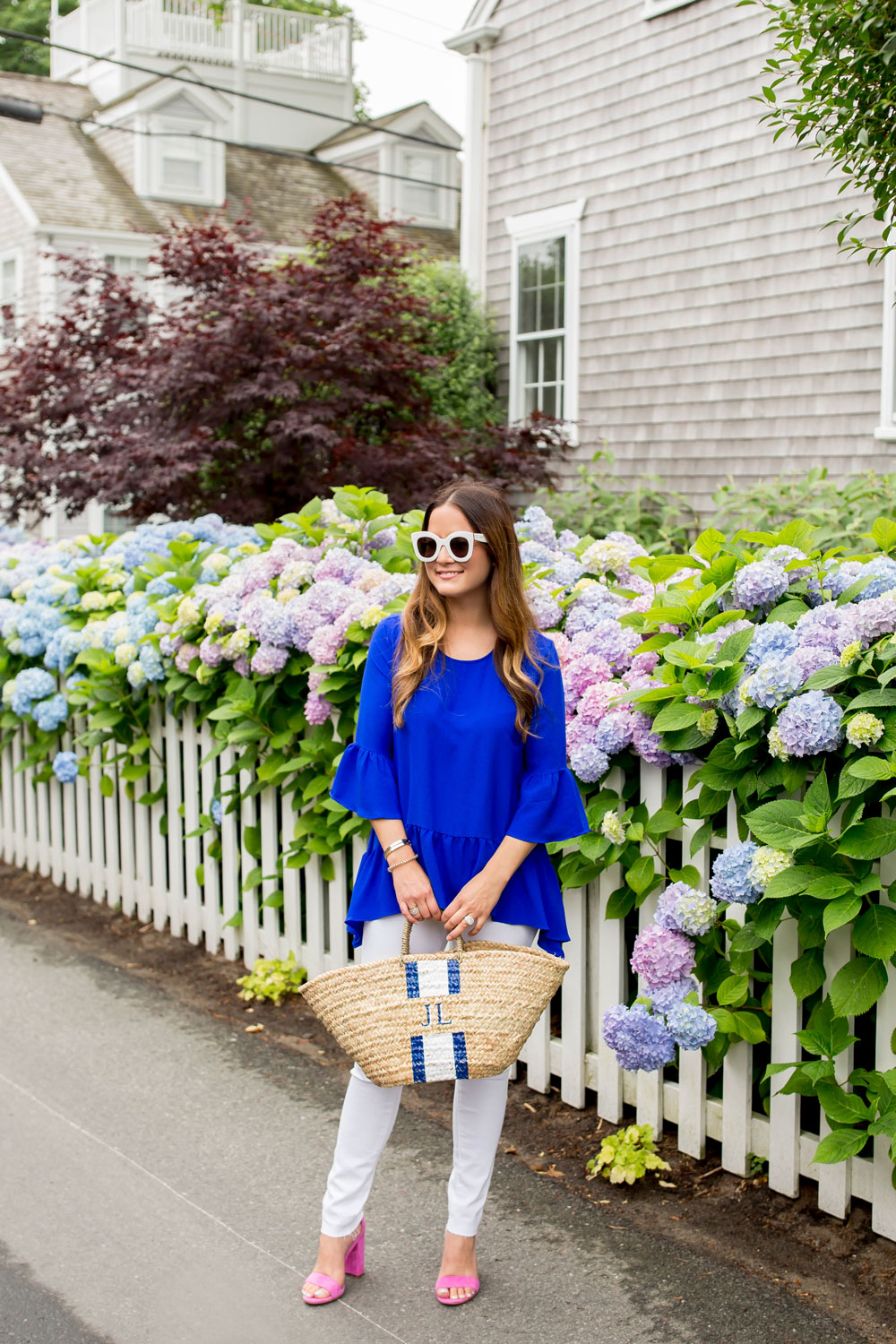 Cobalt Blue Ruffle Hem Top