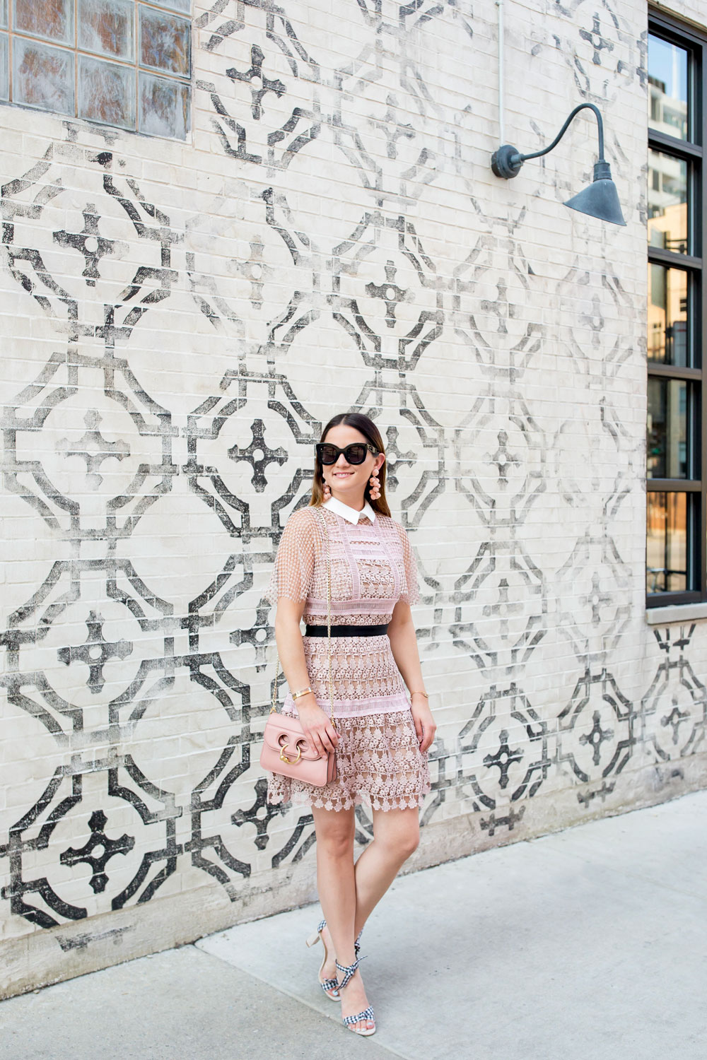 self portrait pink lace dress