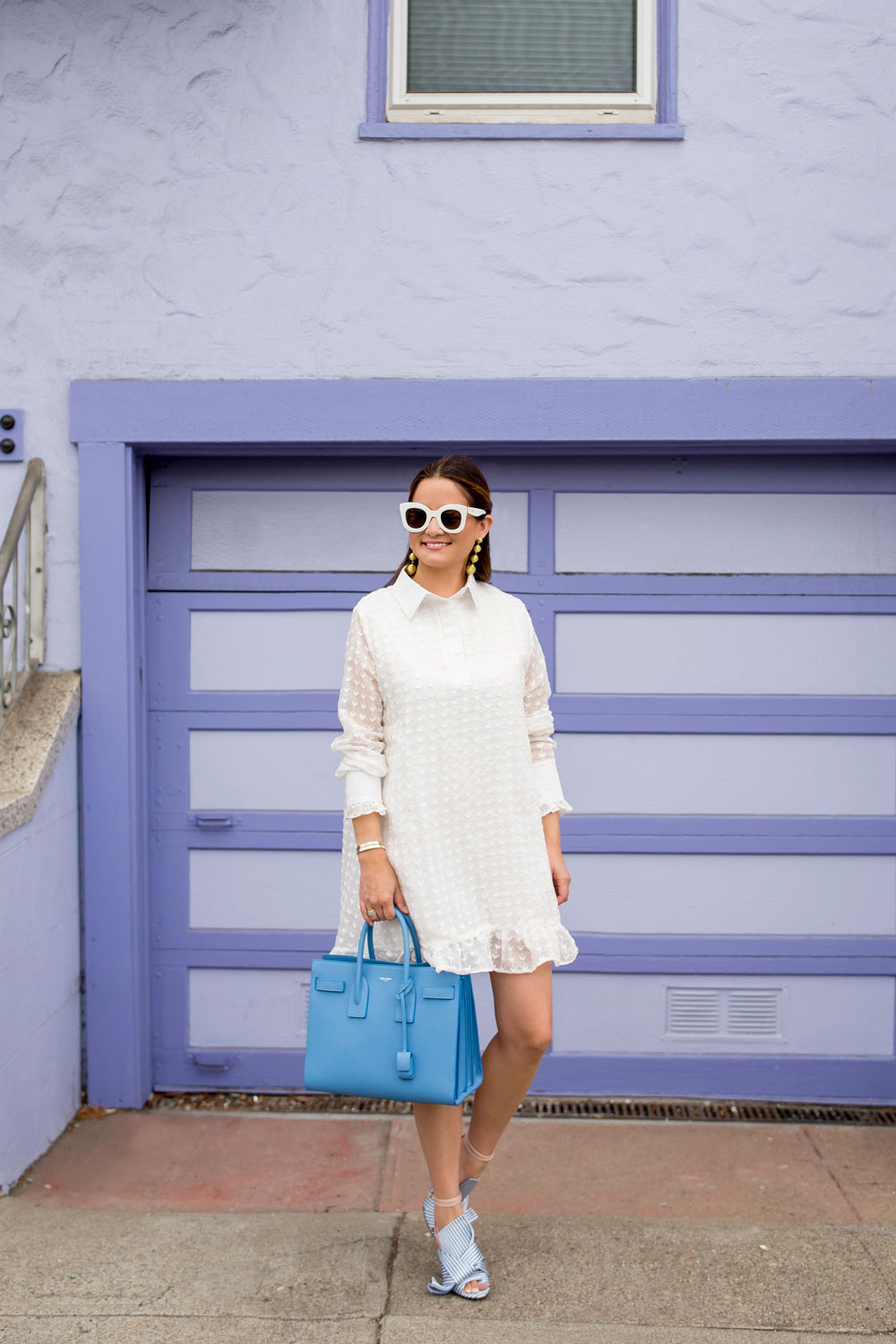 White Embroidered Shirt Dress