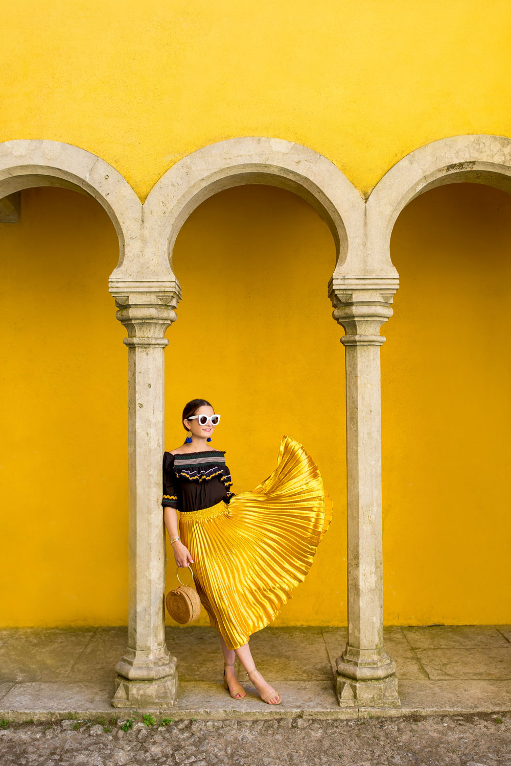 Anthropologie Yellow Pleated Skirt