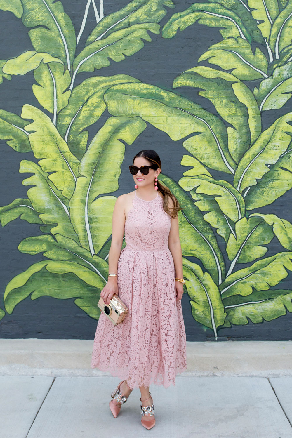 ASOS Pink Lace Midi Dress