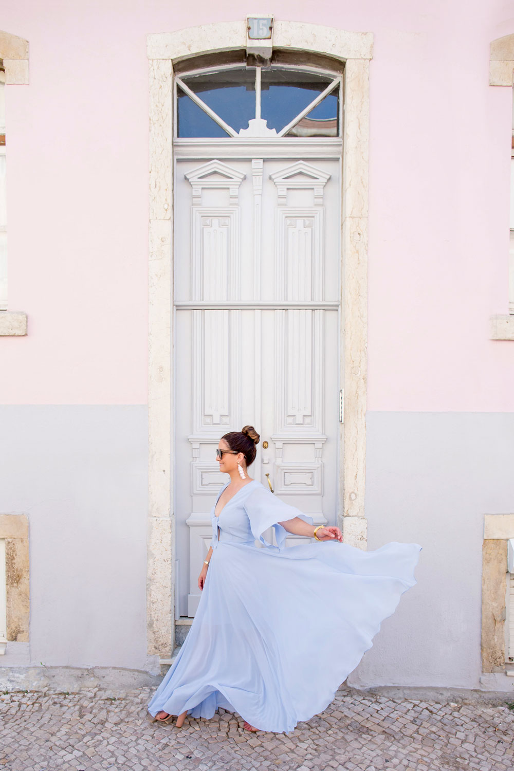 Blue Tie Front Maxi Dress