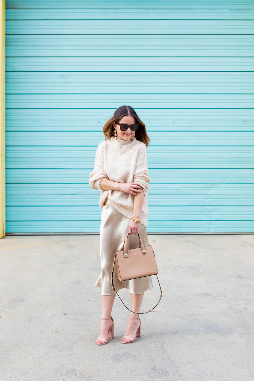 Gold Satin Midi Skirt