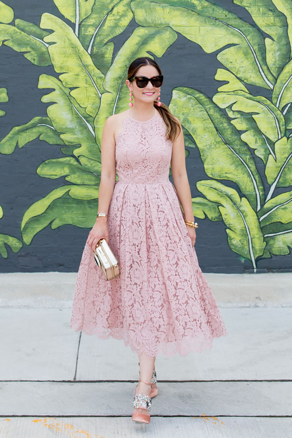 Jennifer Lake Style Charade Pink Lace Dress