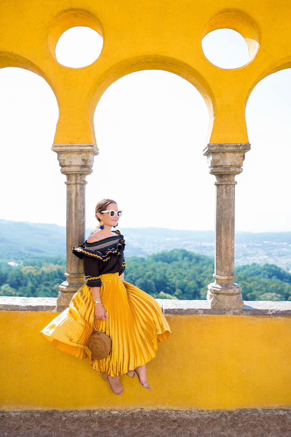 Jennifer Lake Yellow Pleated Skirt