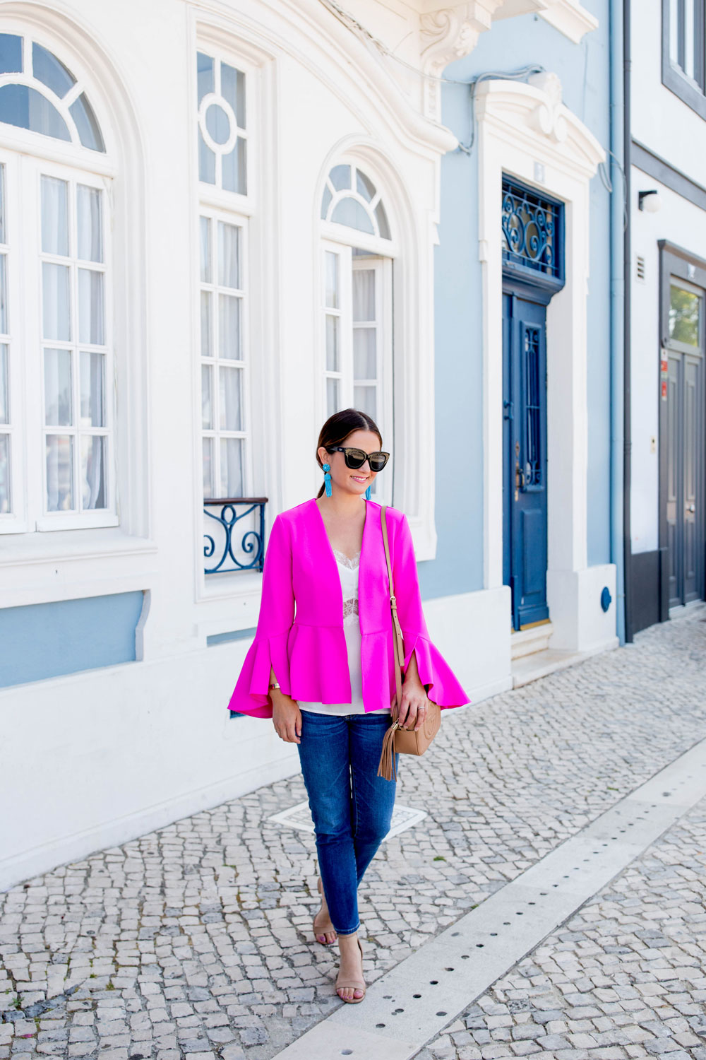 Topshop Bright Pink Bell Sleeve Jacket