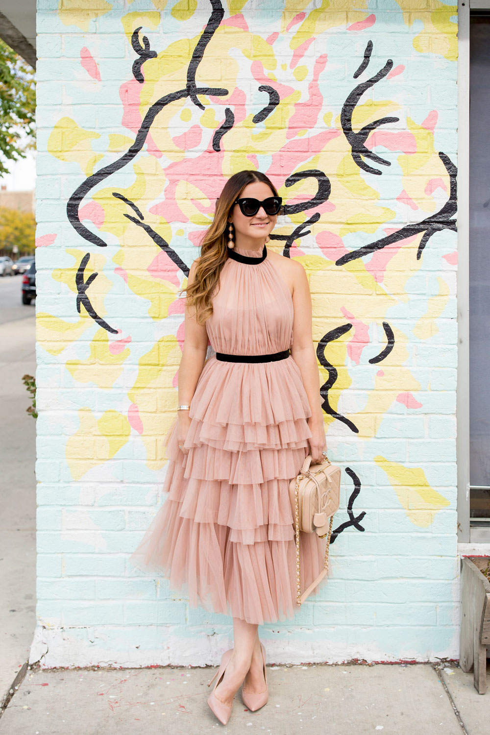 Blush Tulle Ruffle Dress