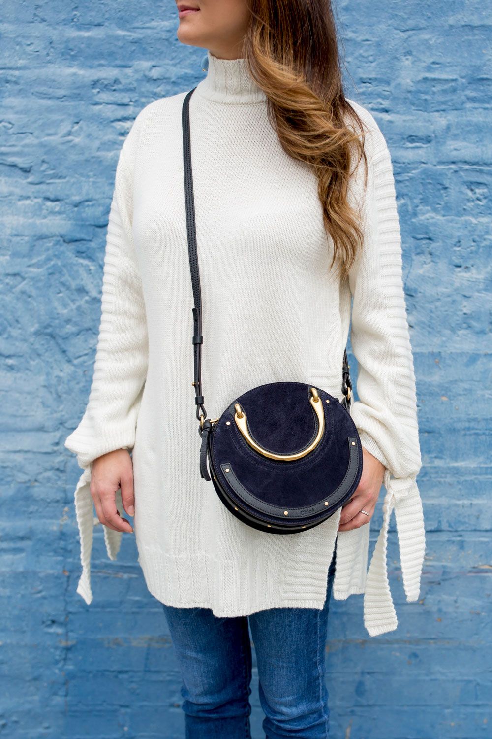 Chloe Pixie Navy Suede Bag