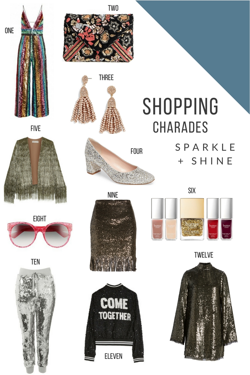 shopping charades sequins