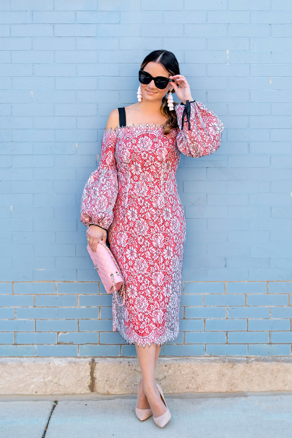 Jennifer Lake ASOS Pink Lace Dress