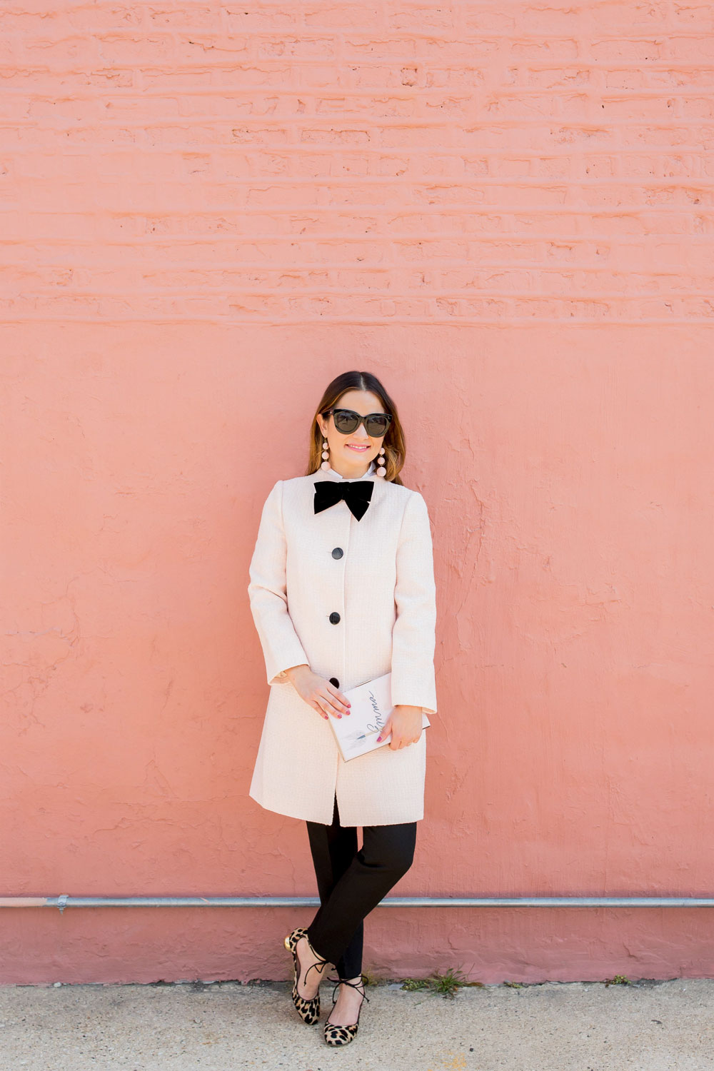 Kate Spade New York Pink Bow Tweed Coat