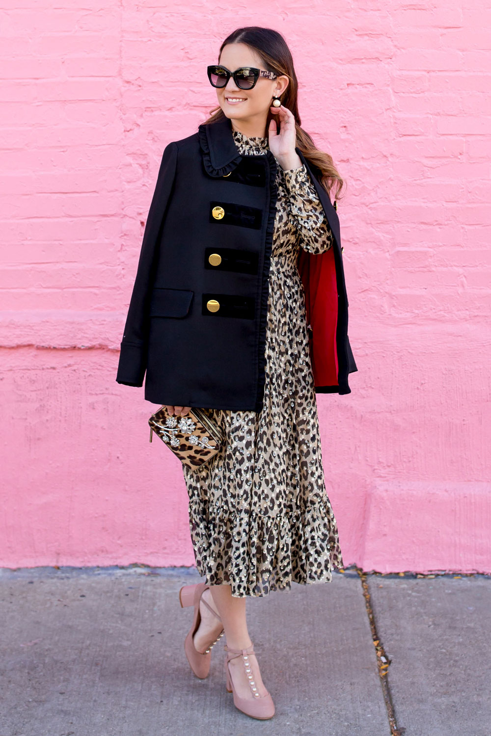 Leopard Ruffle Midi Dress