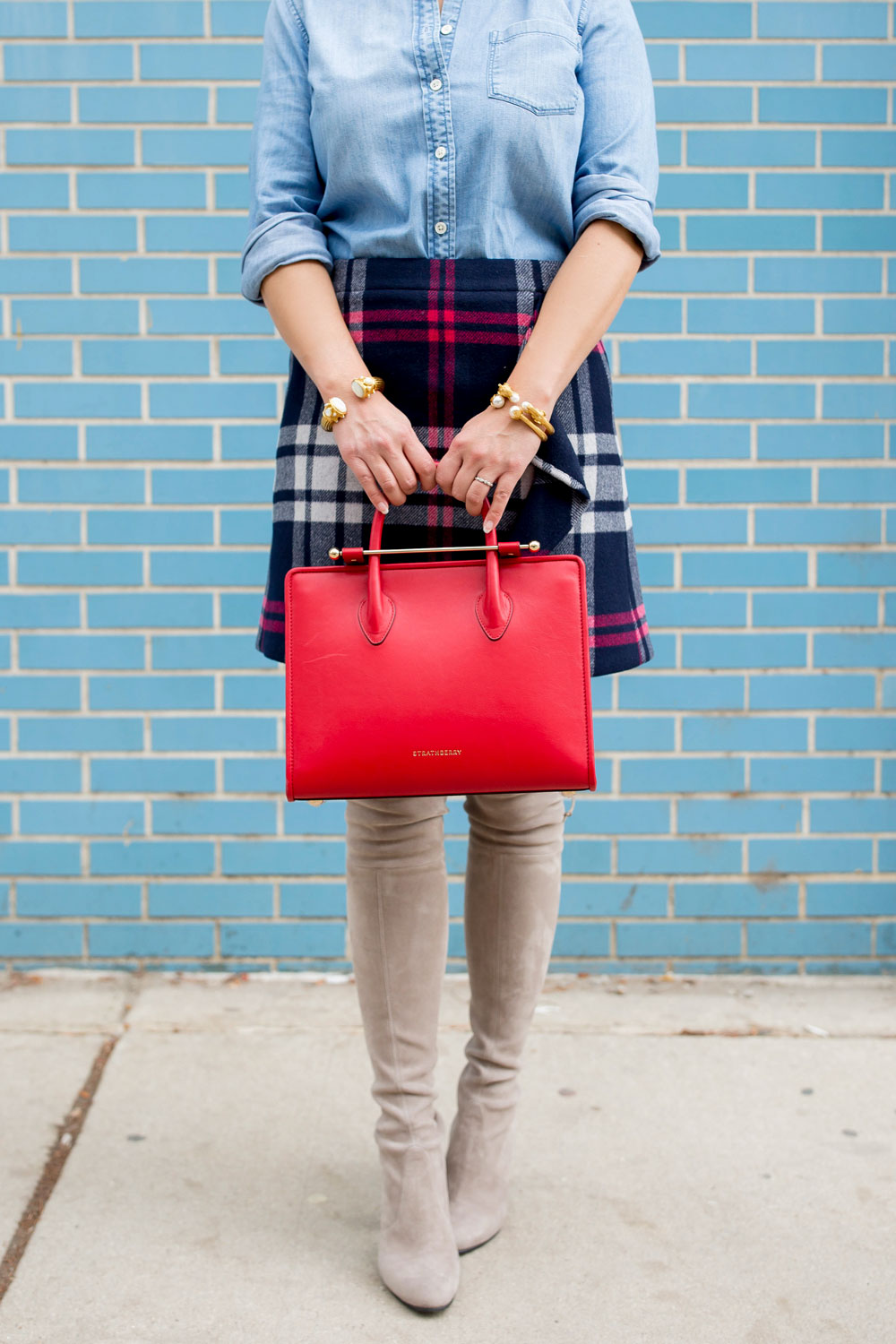 Strathberry Red Midi Tote