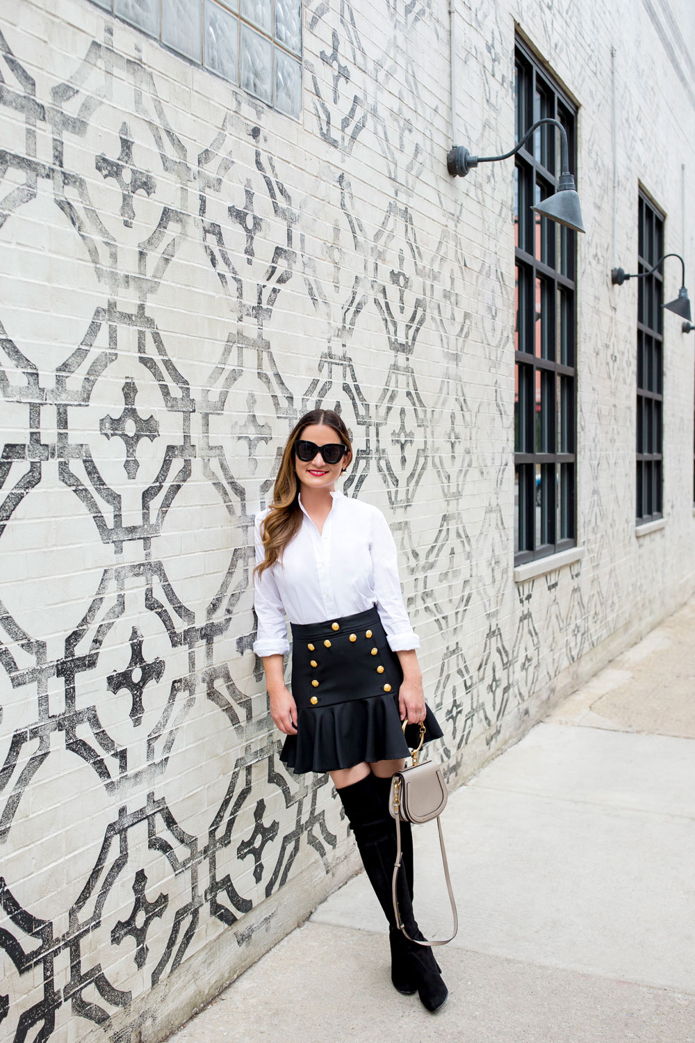 Veronica Beard Gold Button Skirt