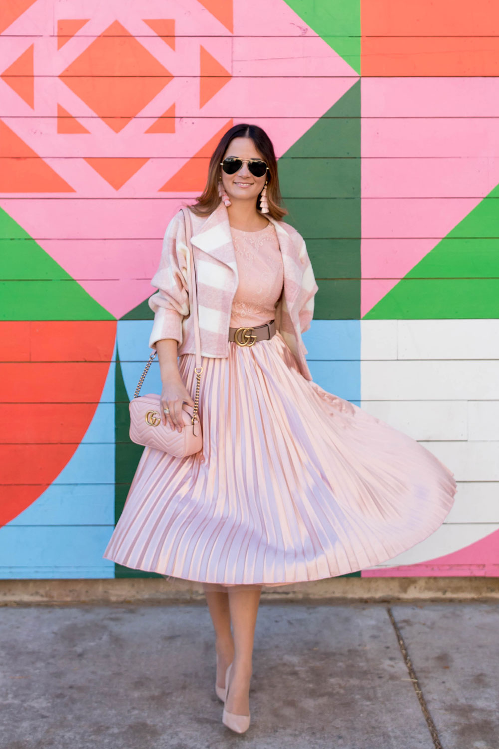 ASOS Pink Pleated Satin Skirt