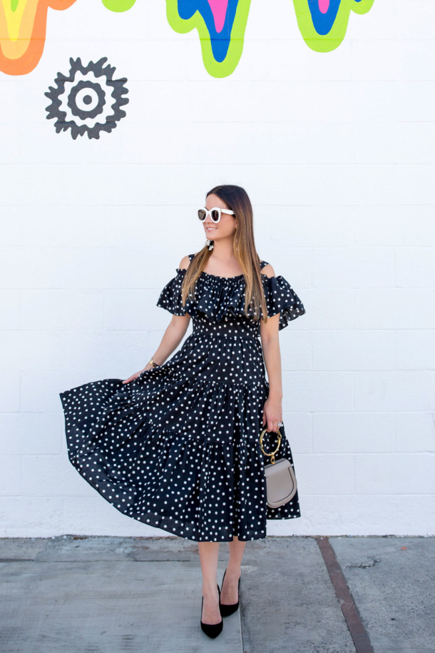 Black and White Polka Dot Midi Dress | Los Angeles, CA