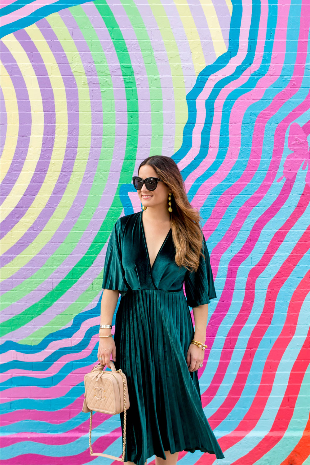 Green Velvet Midi Dress, ASOS Dresses