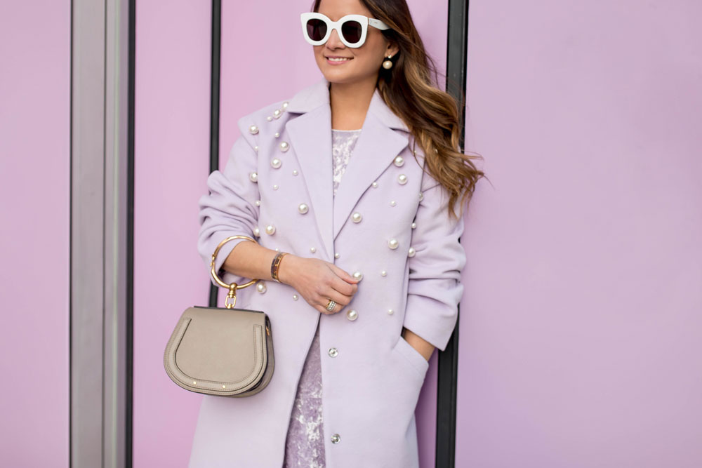 Pearl Embellished Lilac Coat