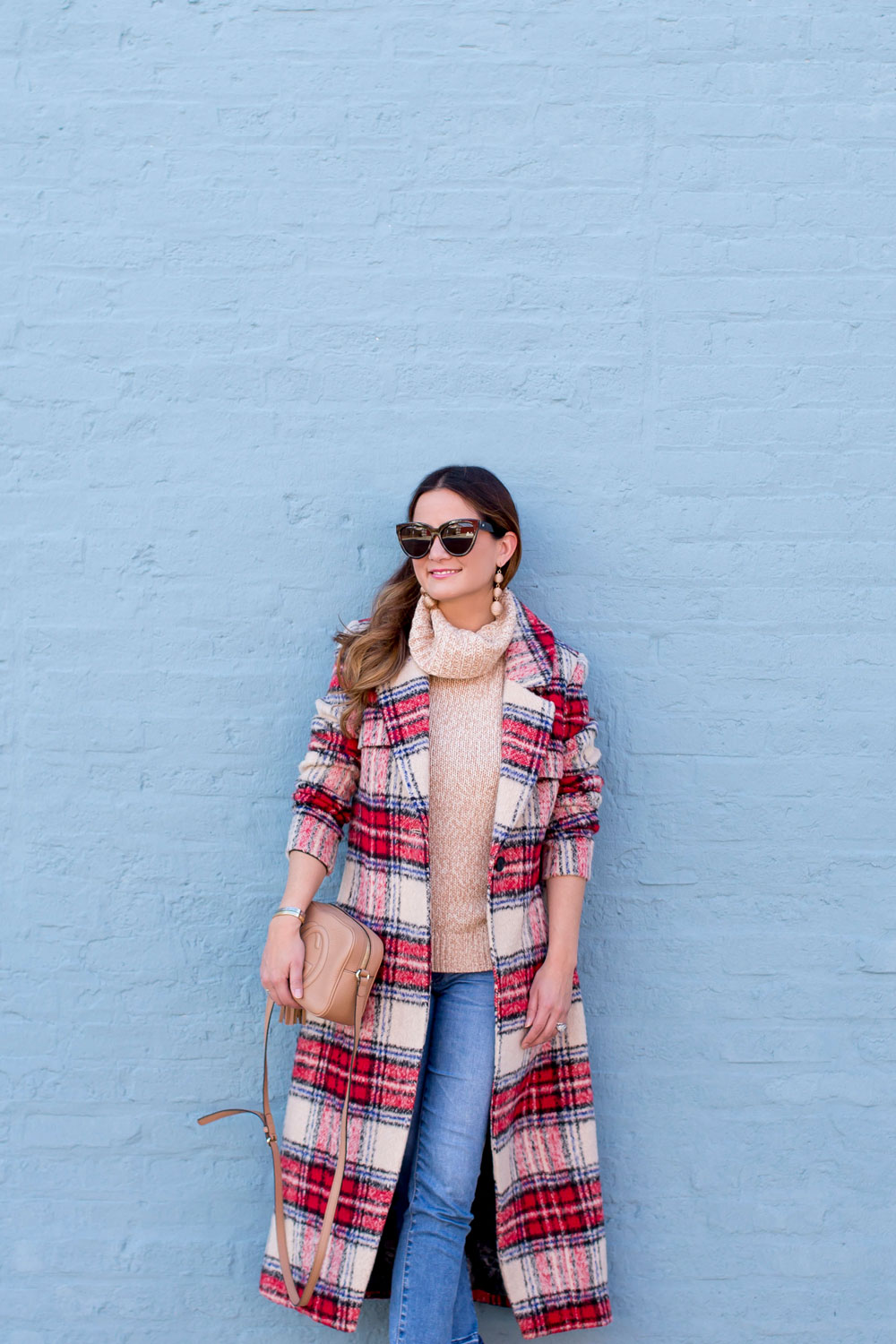 Red Check Long Coat