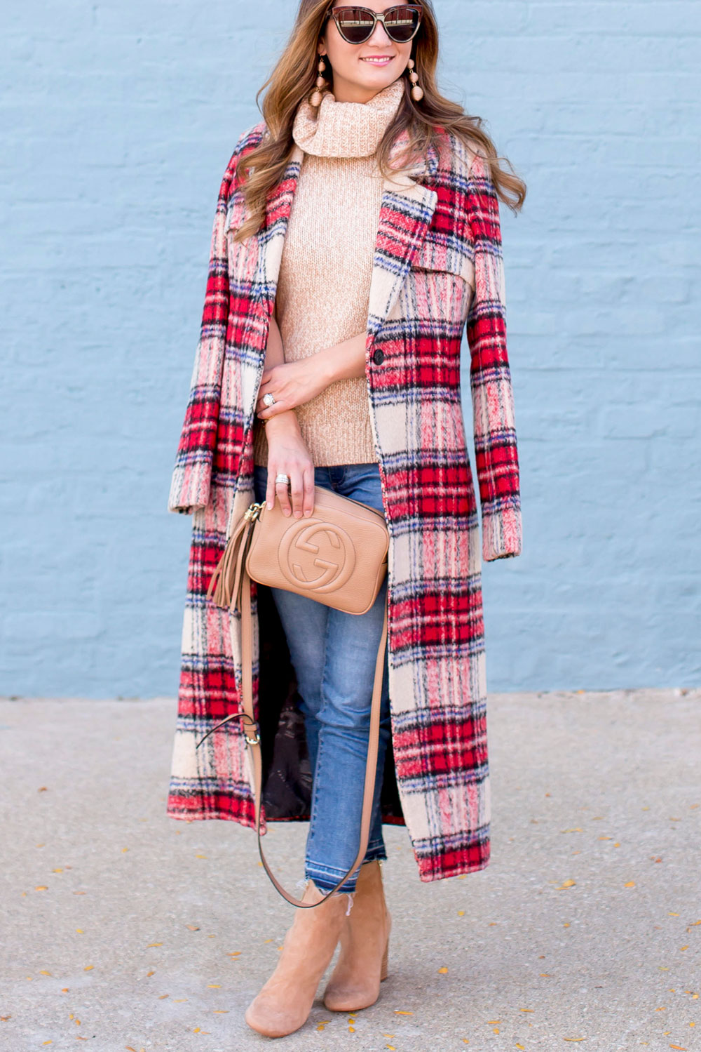 Red Plaid Long Coat