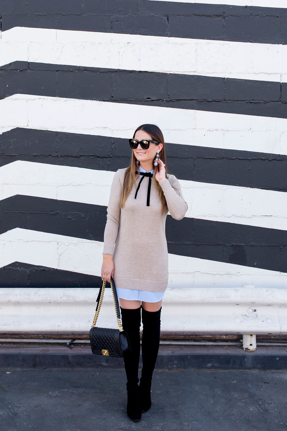 Tan Sweater Dress Outfit