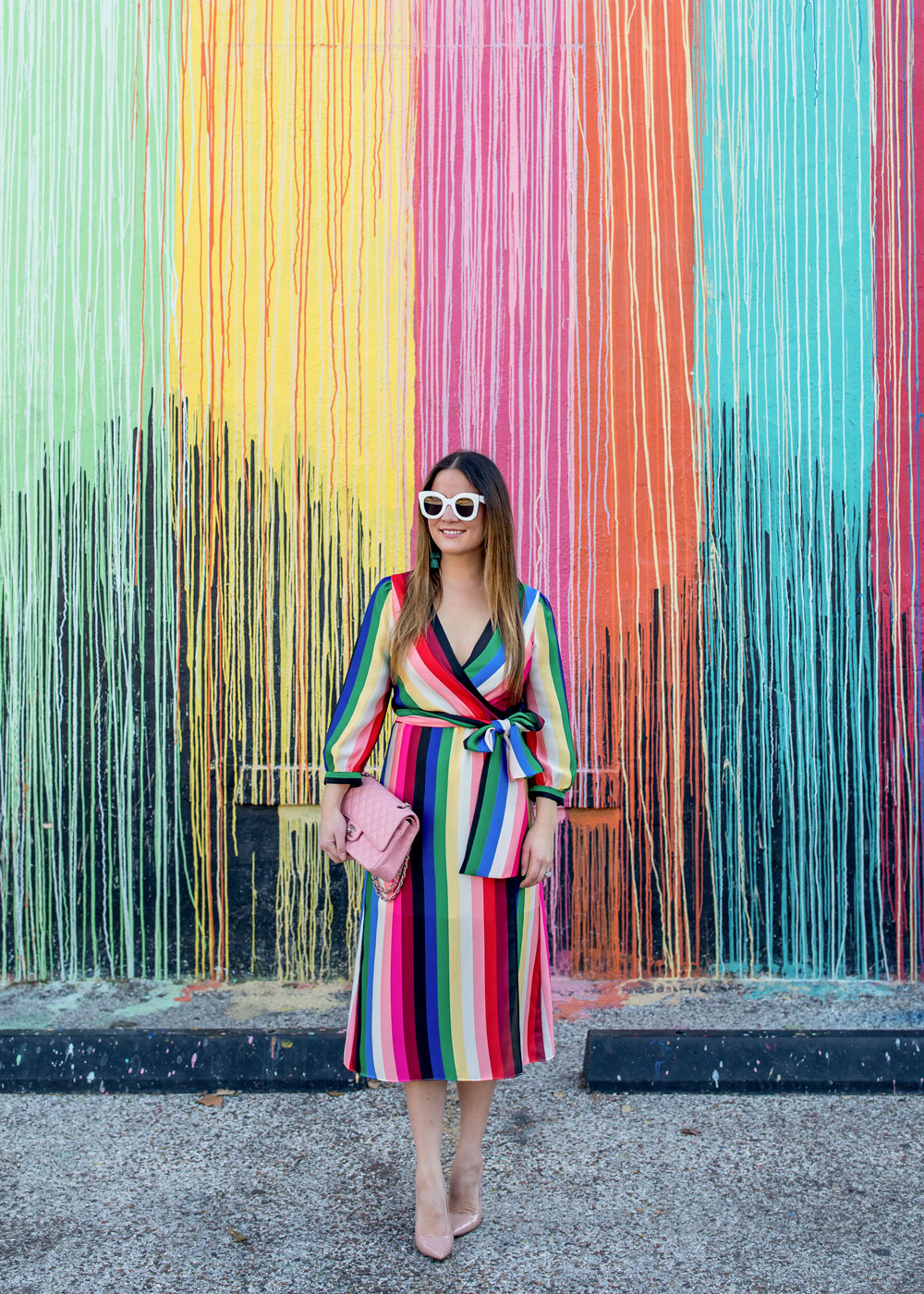 Colorful Stripe Wrap Dress