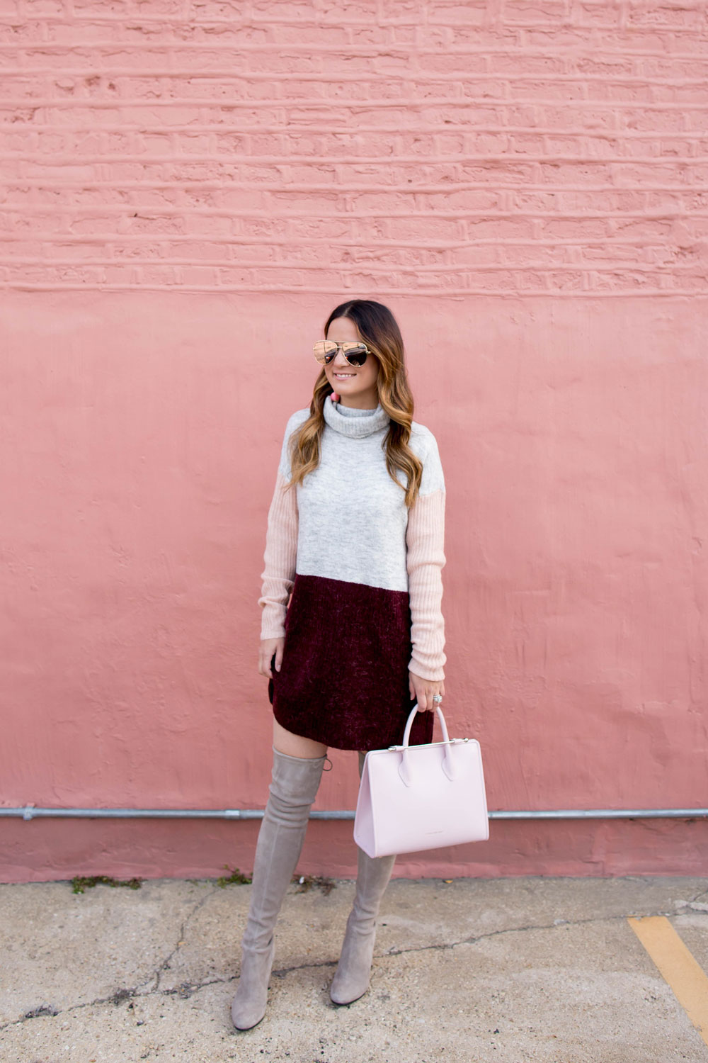 Grey Colorblock Sweater Dress