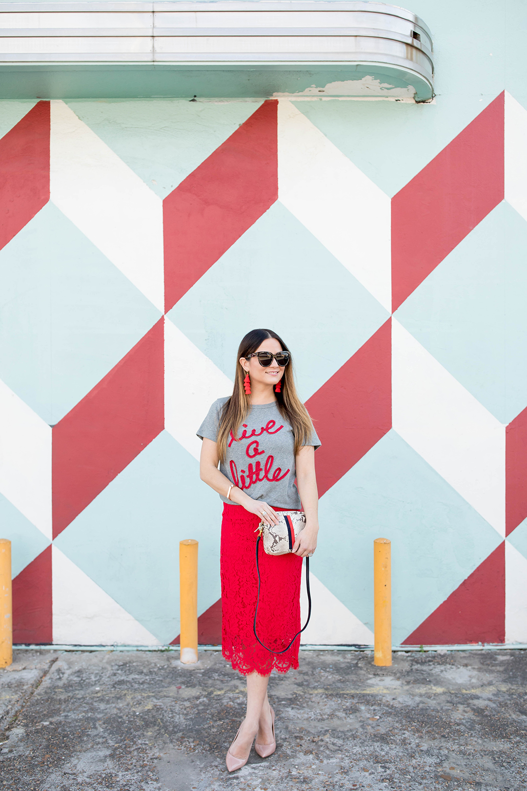 Rachel Parcell Red Lace Skirt