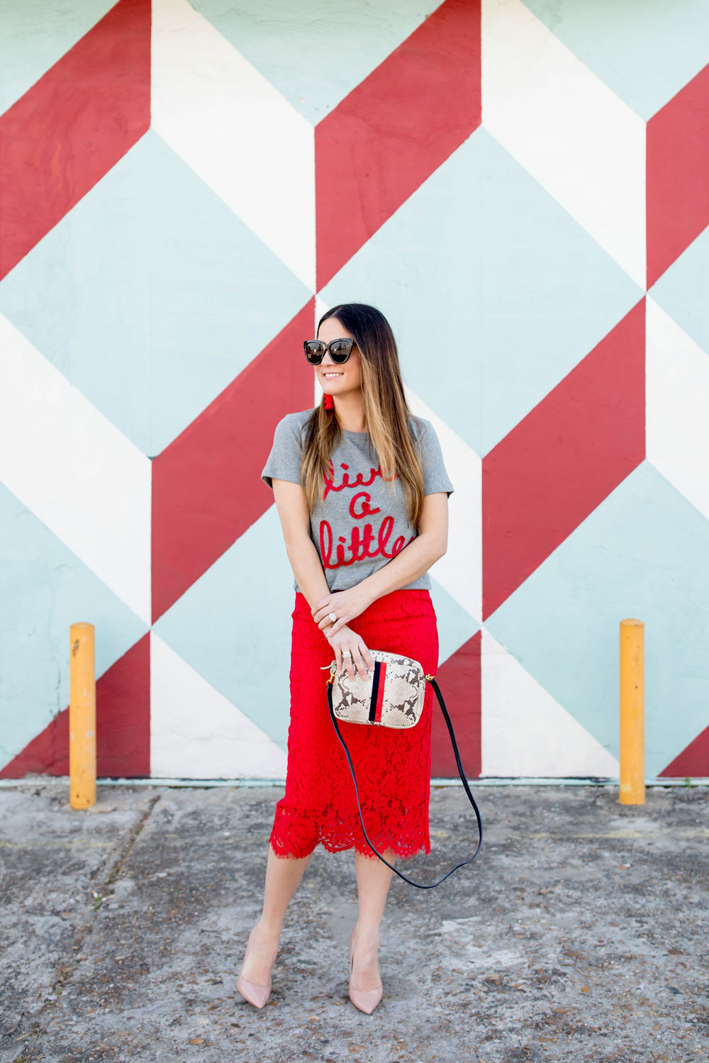 Red Lace Pencil Skirt