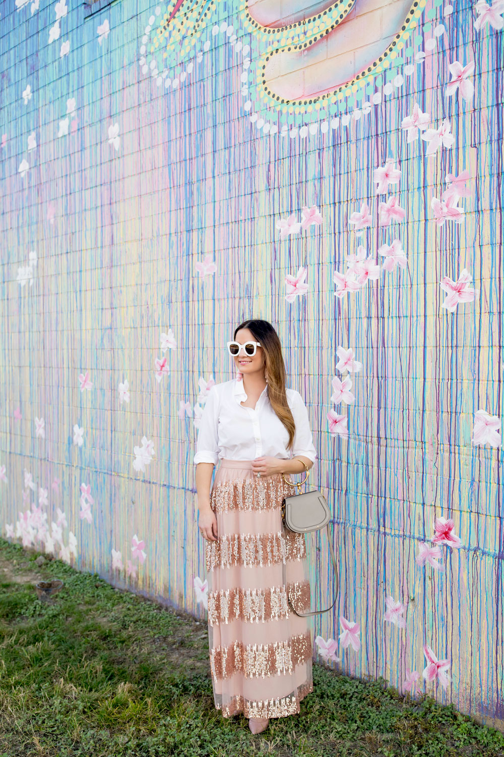 Colorful Floral Drip Paint Mural Houston