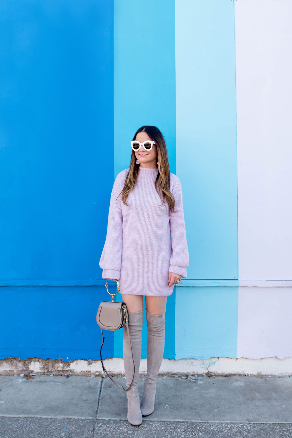 Lilac Double Flute Sleeve Sweater