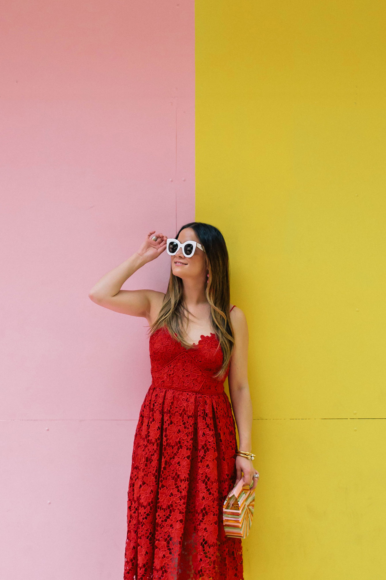 Red Lace Cami Midi Dress